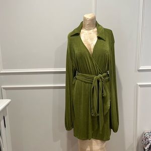 Green wrap dress
